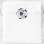 Donkerblauw en wit Voetbal Ronde Sticker (Tas)