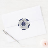 Donkerblauw en wit Voetbal Ronde Sticker (Envelop)