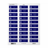 Donkerblauw en wit vredessymbool etiket (Full Sheet)