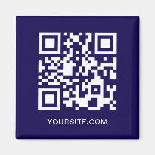 Donkerblauw en wit Website QR Code Promo Magneet