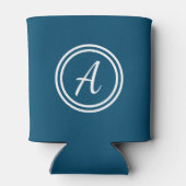 Donkerblauw en witte aangepaste monogram Koelbox Blikjeskoeler (Achterkant)