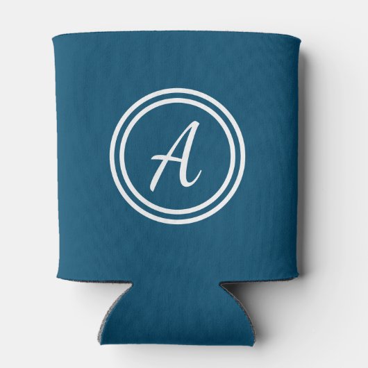 Donkerblauw en witte aangepaste monogram Koelbox Blikjeskoeler (Achterkant)