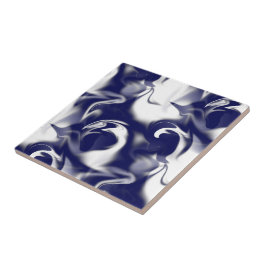 Donkerblauw en witte opdruk tegeltje