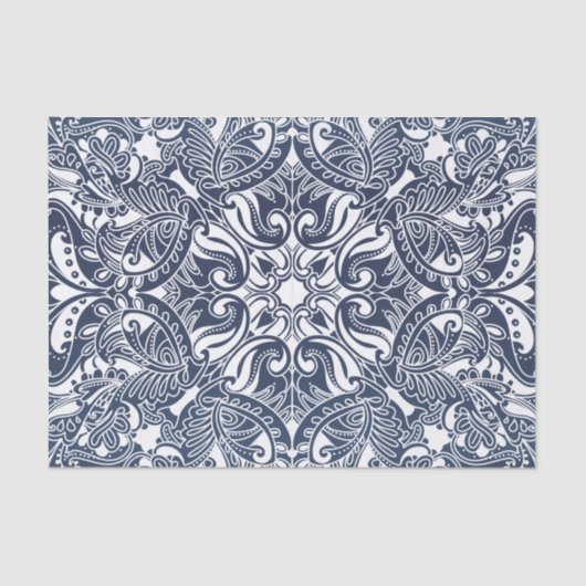  donkerblauw en witte paisley tissuepapier (Voorkant)