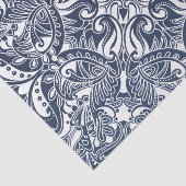  donkerblauw en witte paisley tissuepapier (Detail)