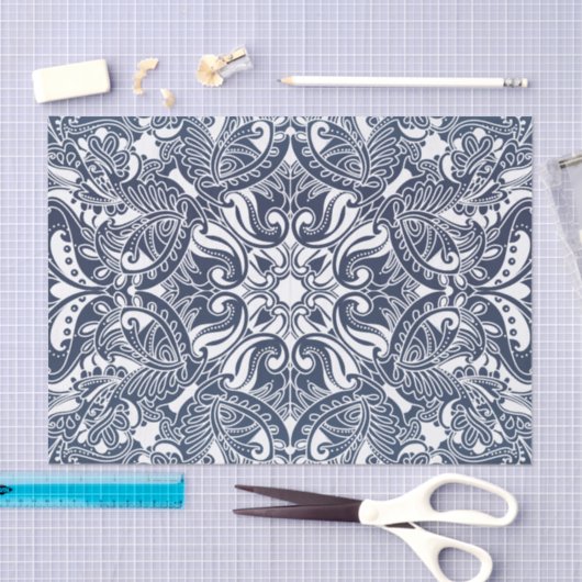  donkerblauw en witte paisley tissuepapier (Craft)