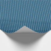 Donkerblauw en witte poka dot patroon cadeaupapier (Hoek)