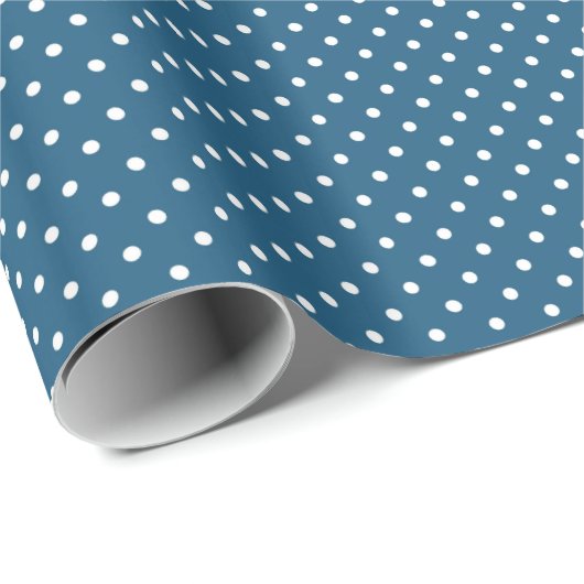 Donkerblauw en witte poka dot patroon cadeaupapier (Rol Hoek)