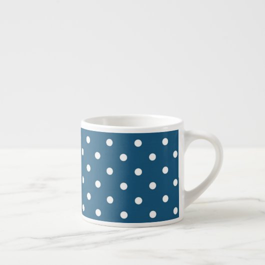 Donkerblauw en witte poka dot patroon espresso kop (Rechts)