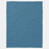 Donkerblauw en witte poka dot patroon fleece deken (Voorkant)