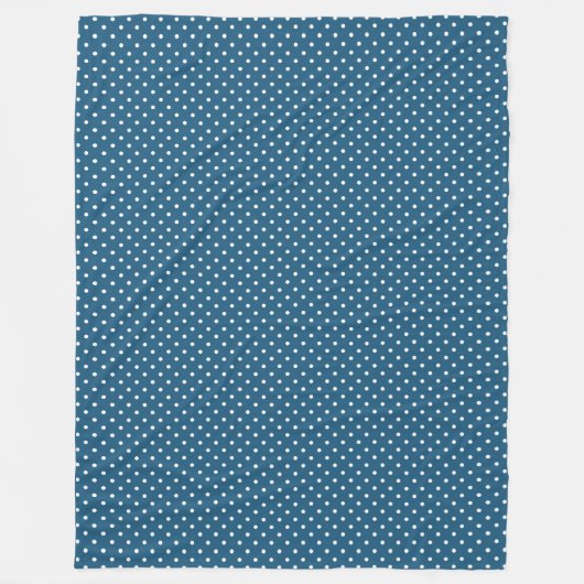 Donkerblauw en witte poka dot patroon fleece deken (Voorkant)