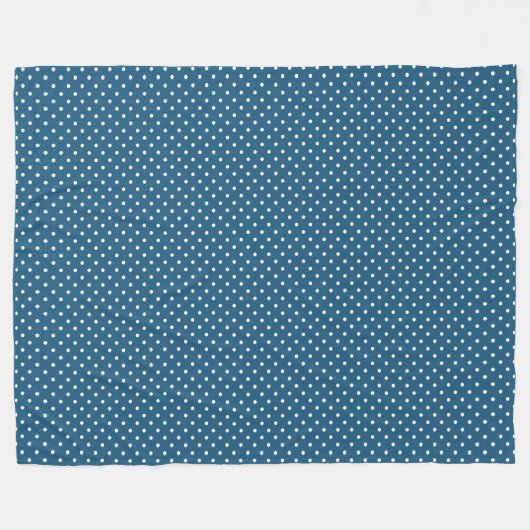 Donkerblauw en witte poka dot patroon fleece deken (Voorkant (Horizontaal))