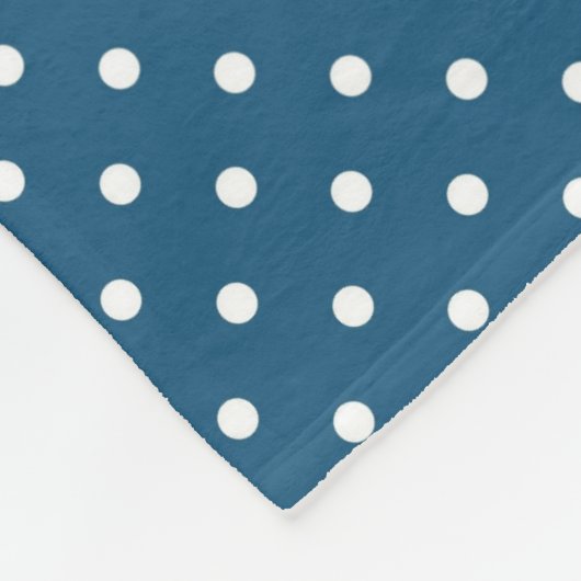 Donkerblauw en witte poka dot patroon fleece deken (Hoek)