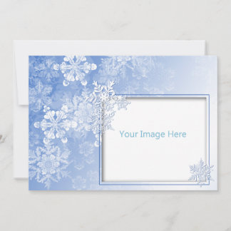 Donkerblauw en witte sneeuwvlok Foto-holiday-kaart Feestdagenkaart
