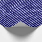 Donkerblauw en witte strepen cadeaupapier (Hoek)