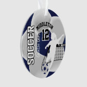 Donkerblauw en witte voetbal ⚽ Goalie Girl Ornament (voorkant)