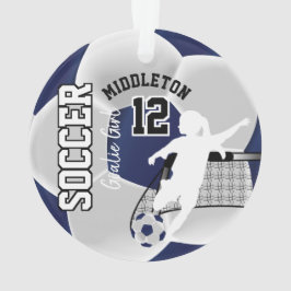 Donkerblauw en witte voetbal ⚽ Goalie Girl Ornament