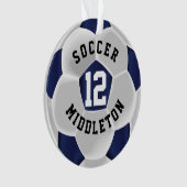 Donkerblauw en witte voetbalwedstrijd ornament (voorkant)