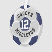 Donkerblauw en witte voetbalwedstrijd ornament (voorkant)