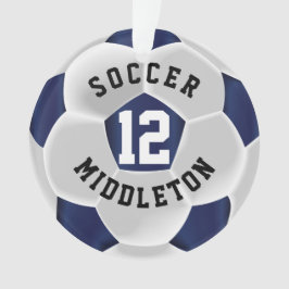 Donkerblauw en witte voetbalwedstrijd ornament