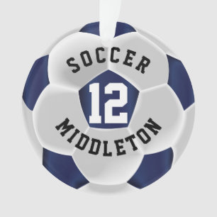 Donkerblauw en witte voetbalwedstrijd ornament
