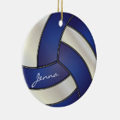 Donkerblauw en witte volleybal | DIY-naam Keramisch Ornament (Rechts)