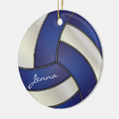 Donkerblauw en witte volleybal | DIY-naam Keramisch Ornament (Links)