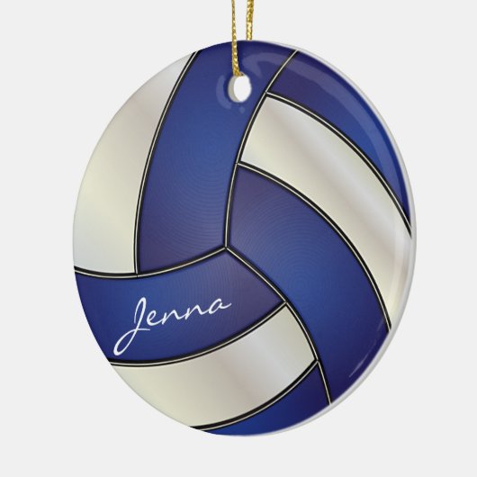 Donkerblauw en witte volleybal | DIY-naam Keramisch Ornament (Links)