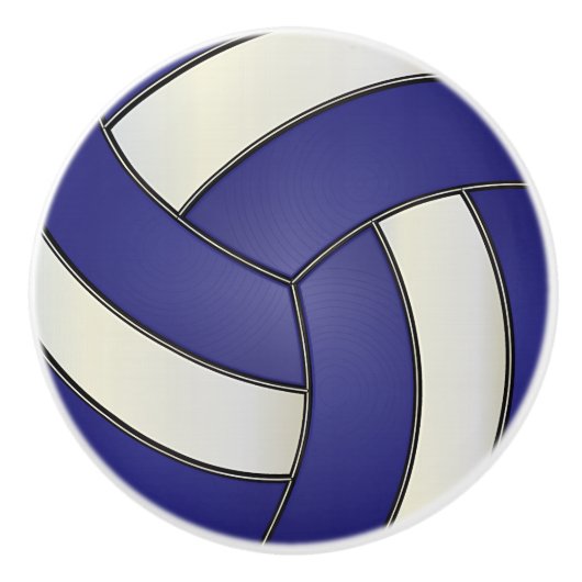 Donkerblauw en witte volleybal keramische knop (Voorkant)