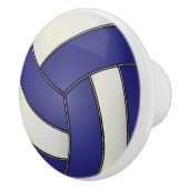 Donkerblauw en witte volleybal keramische knop (Rechts)