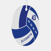 Donkerblauw en witte volleybal metalen ornament (Voorkant Rechts)