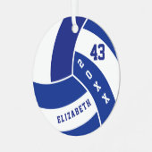 Donkerblauw en witte volleybal metalen ornament (Voorkant links)