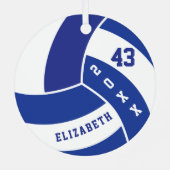 Donkerblauw en witte volleybal metalen ornament (Achterkant)