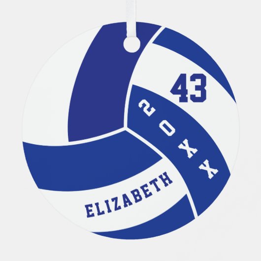 Donkerblauw en witte volleybal metalen ornament (Achterkant)