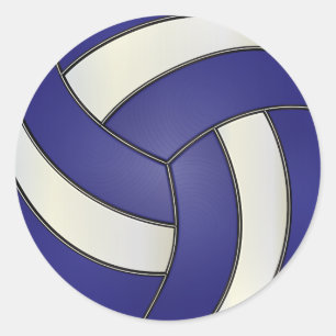 Donkerblauw en witte volleybal ronde sticker