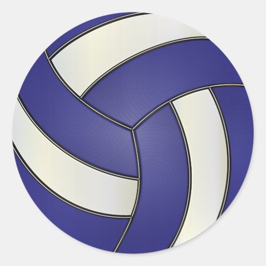 Donkerblauw en witte volleybal ronde sticker (Voorkant)