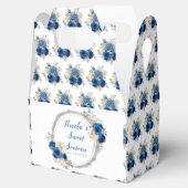 Donkerblauw en zilver Elegante bloemen Sweet Sixte Bedankdoosjes (Geopend)