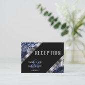 Donkerblauw en Zilver Marmer - Receptie Informatiekaartje (Staand voorkant)