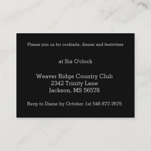 Donkerblauw en Zilver Marmer - Receptie Informatiekaartje (Achterkant)