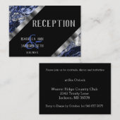Donkerblauw en Zilver Marmer - Receptie Informatiekaartje (Voorkant / Achterkant)