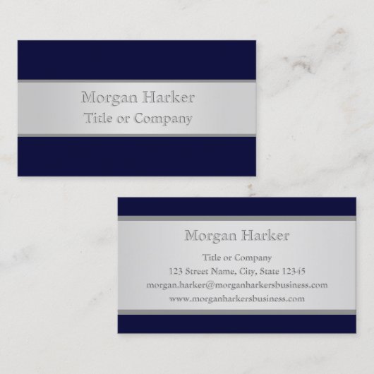 Donkerblauw en zilver Visitekaartje (Voorkant / Achterkant)