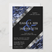 Donkerblauw en zilveren marmer kaart (Voorkant)