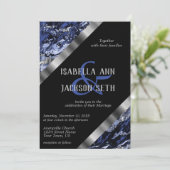 Donkerblauw en zilveren marmer kaart (Staand voorkant)