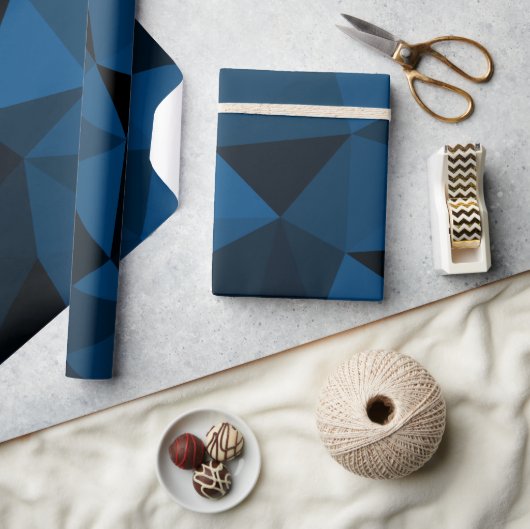 Donkerblauw en zwart geometrisch maaspatroon cadeaupapier (Crafts)