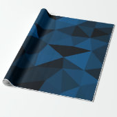 Donkerblauw en zwart geometrisch maaspatroon cadeaupapier (Uitgerold)