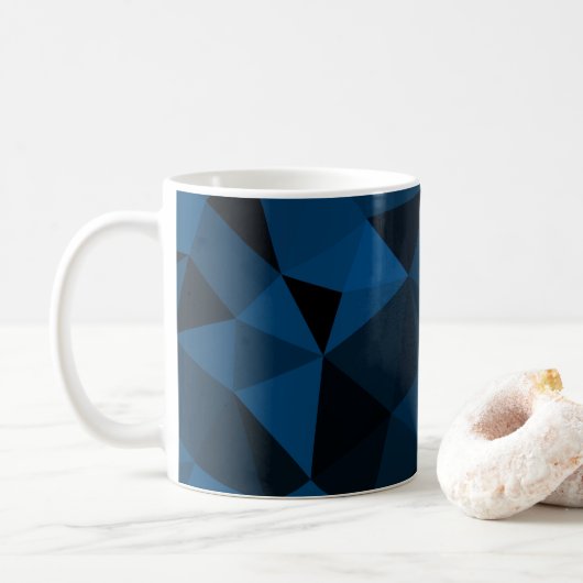 Donkerblauw en zwart geometrisch maaspatroon koffiemok (Met donut)