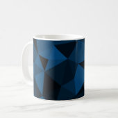 Donkerblauw en zwart geometrisch maaspatroon koffiemok (Voorkant links)