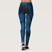 Donkerblauw en zwart geometrisch maaspatroon leggings (Achterkant)