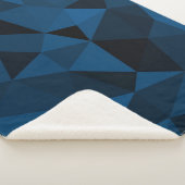 Donkerblauw en zwart geometrisch maaspatroon sherpa deken (3/4)