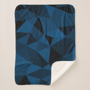 Donkerblauw en zwart geometrisch maaspatroon sherpa deken